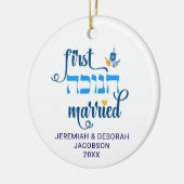 Custom FIRST HANUKKAH VERHEIRATET Hebrew Keramik Ornament (Links)