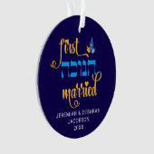 Custom FIRST HANUKKAH VERHEIRATET Hebrew Ornament (Vorderseite)