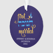 Custom FIRST HANUKKAH VERHEIRATET Hebrew Ornament (Vorderseite)