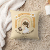 Custom First Heilige Kommunion Niedlich Brown Hair Kissen (Decke)