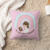Custom First Heilige Kommunion Niedlich Brown Hair Kissen (Decke)