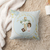 Custom First Heilige Kommunion Niedlich Brown Hair Kissen (Decke)