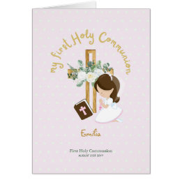 Custom First Holy Communion Niedlich Brown Hair Gi