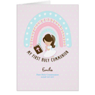 Custom First Holy Communion Niedlich Brown Hair Gi