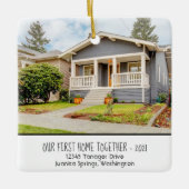Custom First Home Together Foto w/ Year, Address Keramikornament (Vorderseite)