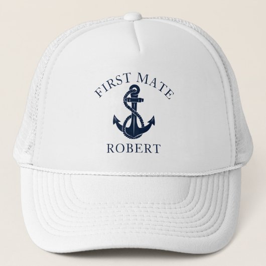 Custom First Mate Nautical Boat Anchor Custom Truckerkappe (Vorderseite)