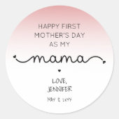 Custom First Mother Day New Mama Geschenke Runder Aufkleber (Vorderseite)