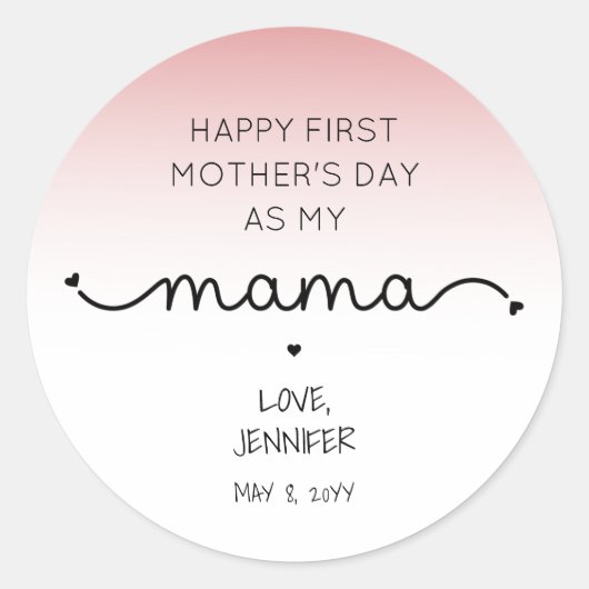 Custom First Mother Day New Mama Geschenke Runder Aufkleber (Vorderseite)