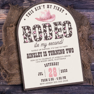Custom First Rodeo Arched Girls 2. Geburtstag Part Einladung