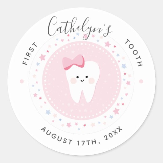 Custom First Tooth Baby Meilenstein Sticker (Vorderseite)