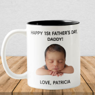 Custom First Vatertag Foto Geschenk von Baby Zweifarbige Tasse