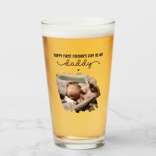 Custom First Vatertag Niedlich gebürstetes Foto Glas (Vorne (Gefüllt))