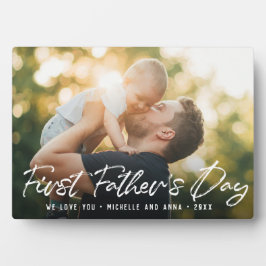 Custom First Vathers Day Modernes Foto Script Fotoplatte