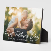 Custom First Vathers Day Modernes Foto Script Fotoplatte (Seite)