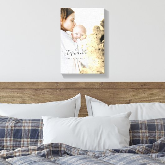 Custom First Year Mama Foto Gold Sparkling Leinwanddruck (Insitu (Schlafzimmer))