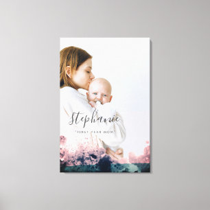 Custom First Year Mama Foto Rose Gold Leinwanddruck