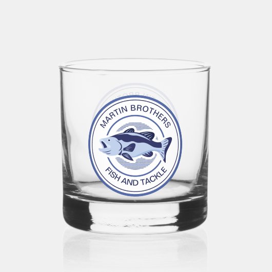 Custom Fish and Tackle Shop Blue Fischer Whiskyglas (Vorderseite)