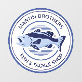 Custom Fish Tackle Shop Blue Bass Fischer Fensteraufkleber (Blatt)