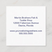 Custom Fish Tackle Shop Blue Bass Fisherman Store Quadratische Visitenkarte (Rückseite)