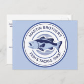 Custom Fish Tackle Shop Blue Bass Grand Opening Postkarte (Vorne/Hinten)