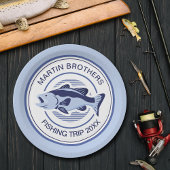 Custom Fisherman Party Blue Bass Fish Pappteller