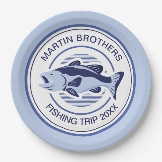 Custom Fisherman Party Blue Bass Fish Pappteller (Vorderseite)