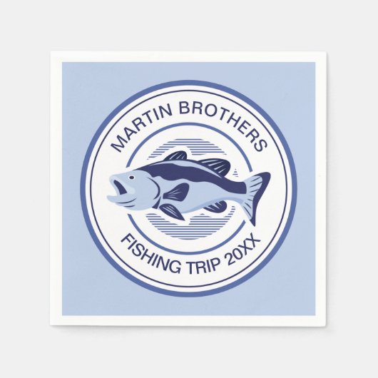 Custom Fisherman Party Blue Bass Fish Serviette (Vorderseite)