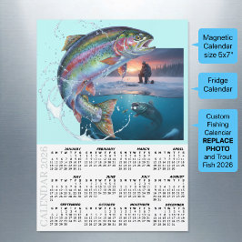 Custom Fishing Fridge Calendar 2026 / Your Photo Magnetkarte