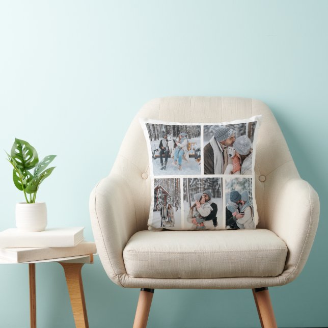 Custom Five Foto Collage Throw Pillow Kissen (Stuhl )
