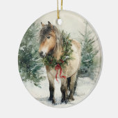 Custom Fjord Horse Weihnachtsgeschenk Keramik Ornament (Links)