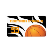 Custom Flaming Basketball Schwarz-Weiß Adressaufkleber (Vorne)