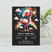 Custom Flamingo Elegant Birthday Einladung (Stehend Vorderseite)