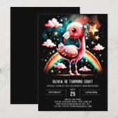 Custom Flamingo Elegant Birthday Einladung (Vorne/Hinten)