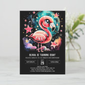 Custom Flamingo Modern Birthday Einladung (Stehend Vorderseite)