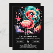Custom Flamingo Modern Birthday Einladung (Vorne/Hinten)