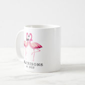 Custom flamingo Newlywed Couple's Name Script Kaffeetasse (Vorderseite Links)