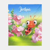 Custom Fleece Decke (50 x 60") Ladybug Blume. (Vorderseite)