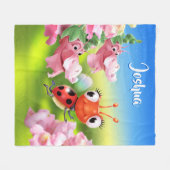 Custom Fleece Decke (50 x 60") Ladybug Blume. (Vorderseite (Horizontal))