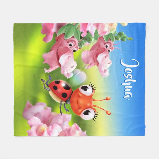 Custom Fleece Decke (50 x 60") Ladybug Blume. (Vorderseite (Horizontal))