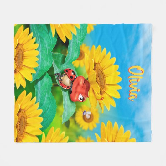 Custom Fleece Decke (50 x 60") schläfrige Ladybug (Vorderseite (Horizontal))