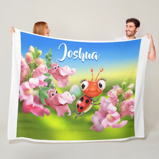 Custom Fleece Decke (80 x 60") Ladybug Blume. (Beispiel)