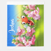 Custom Fleece Decke (80 x 60") Ladybug Blume. (Vorderseite)