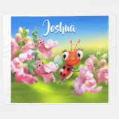 Custom Fleece Decke (80 x 60") Ladybug Blume. (Vorderseite (Horizontal))
