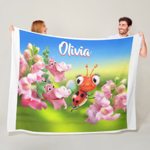 Custom Fleece Decke (80 x 60") Ladybug Blume.