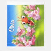 Custom Fleece Decke (80 x 60") Ladybug Blume. (Vorderseite)