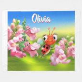 Custom Fleece Decke (80 x 60") Ladybug Blume. (Vorderseite (Horizontal))