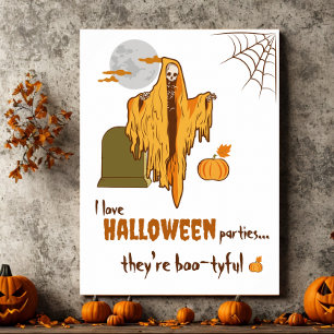 Custom Flirt Skeleton Pumpkin-Halloween-Party Poster