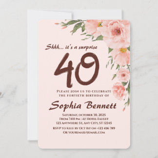 Custom Floral 40. Geburtstag Einladung