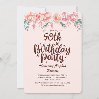 Custom Floral 50. Geburtstagsparty Einladung