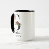 Custom Floral Alphabet Mug Gift for Bride Wife Tasse (Vorderseite Links)